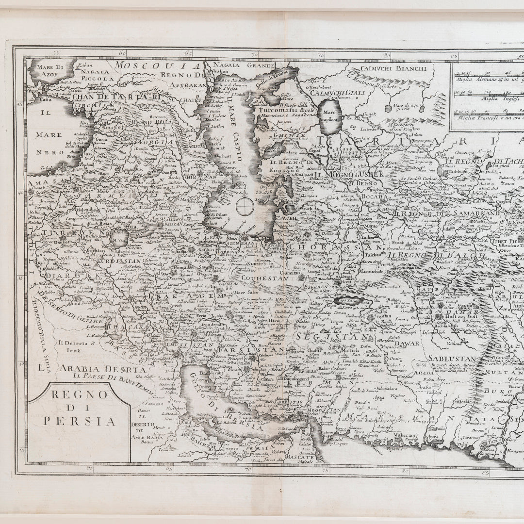 1740 Copper Engraved Map of The Kingdom of Persia by Isaac Tirion