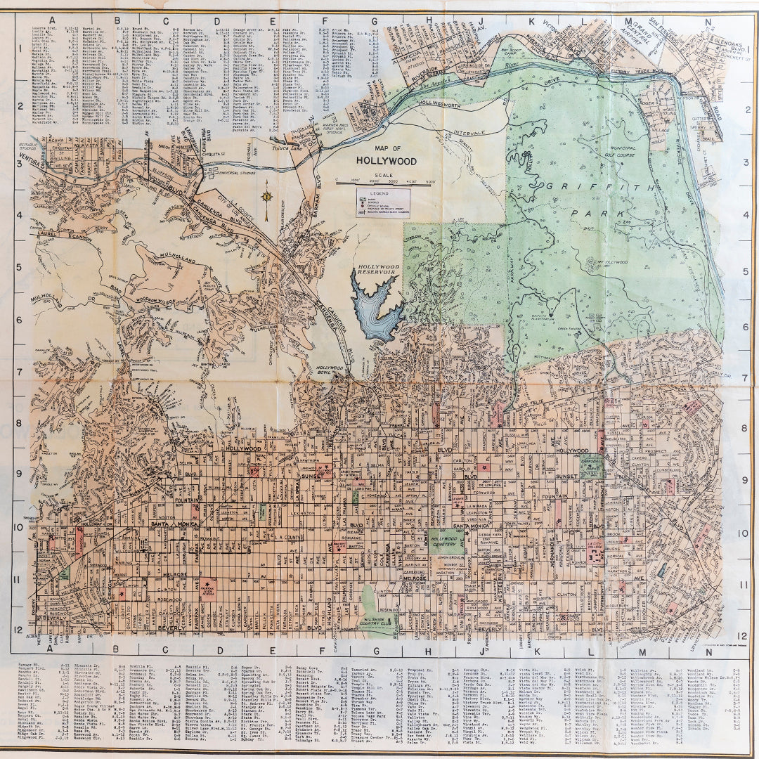 1939 Map of Hollywood