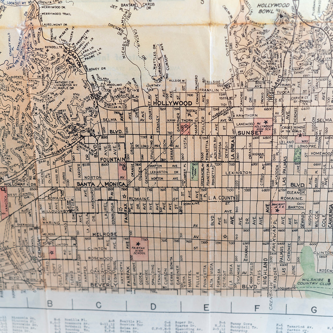 1939 Map of Hollywood